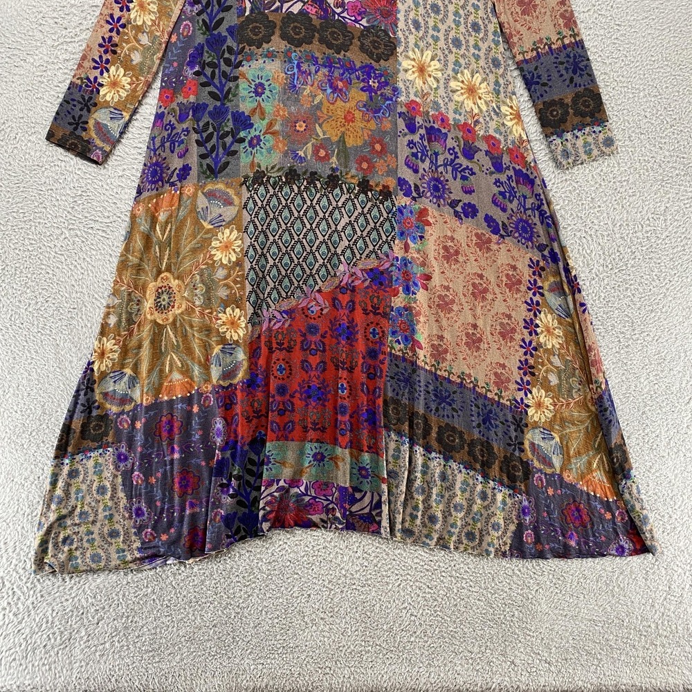 Natural Life Maxi Dress Womens XL Patchwork Floral Boho Jersey Long Sleeve - Picture 3 of 13